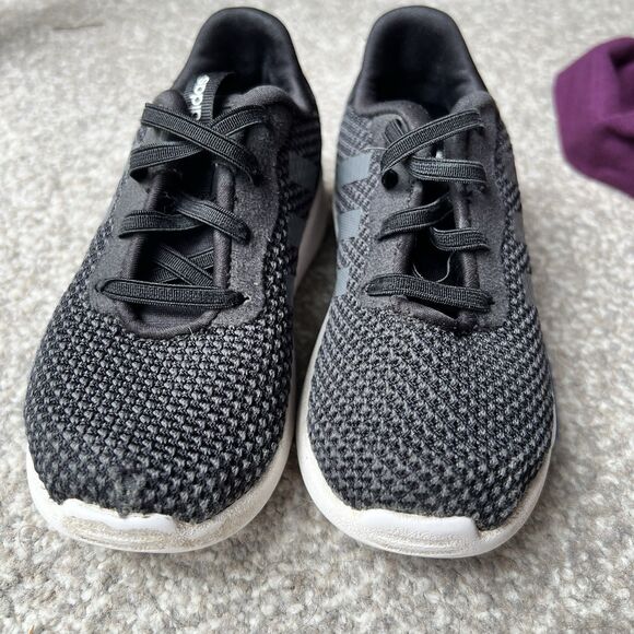 Adidas Shoes Boys Toddler Size 9 Laced Logo Black White Blue - Picture 4 of 8